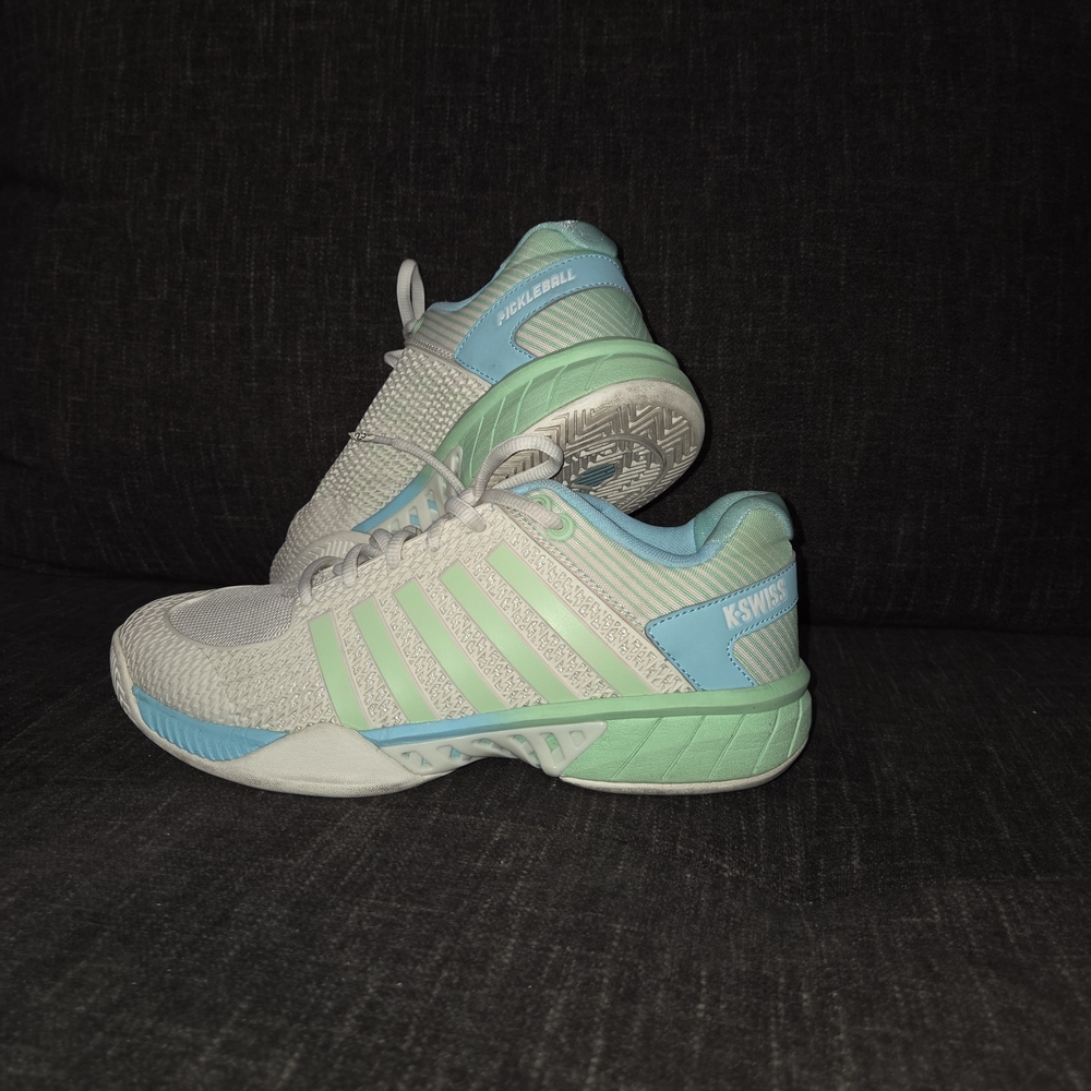 K-Swiss Women's White and Light Blue Athletic Shoes